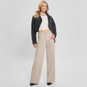 New Guess Women's Tan Wide-Leg Jeans